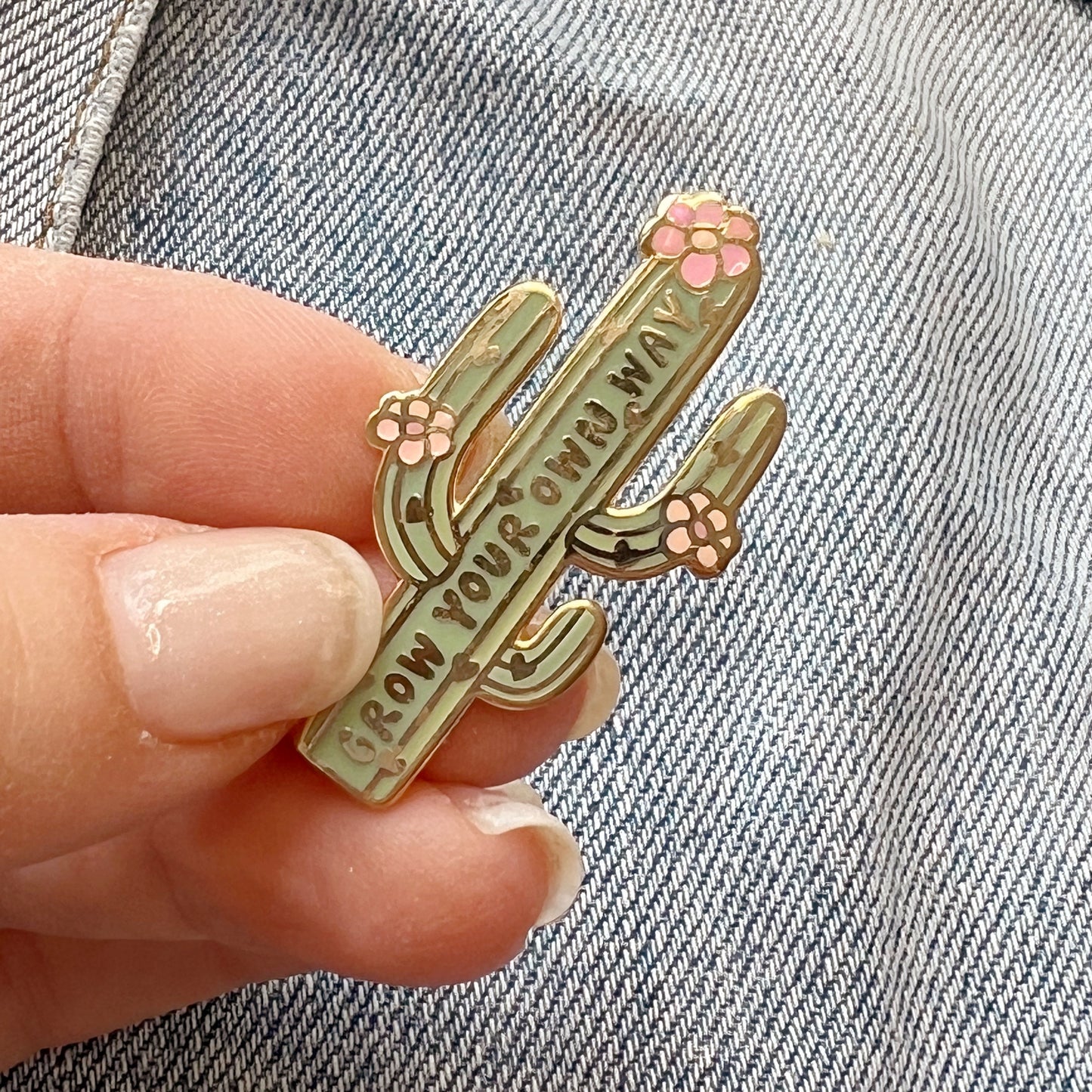 Grow Your Own Way Cactus Enamel Pin