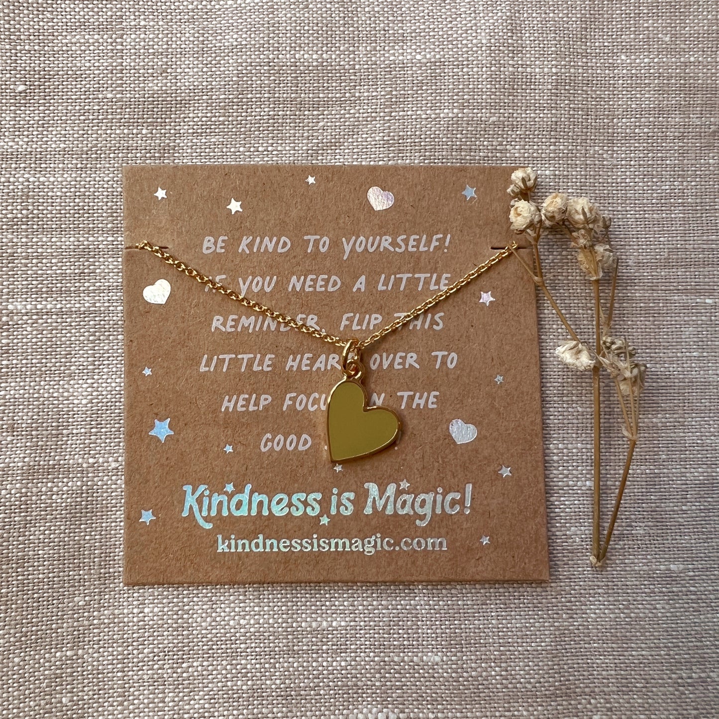 Tiny Heart Necklace with Affirmations, All Colors