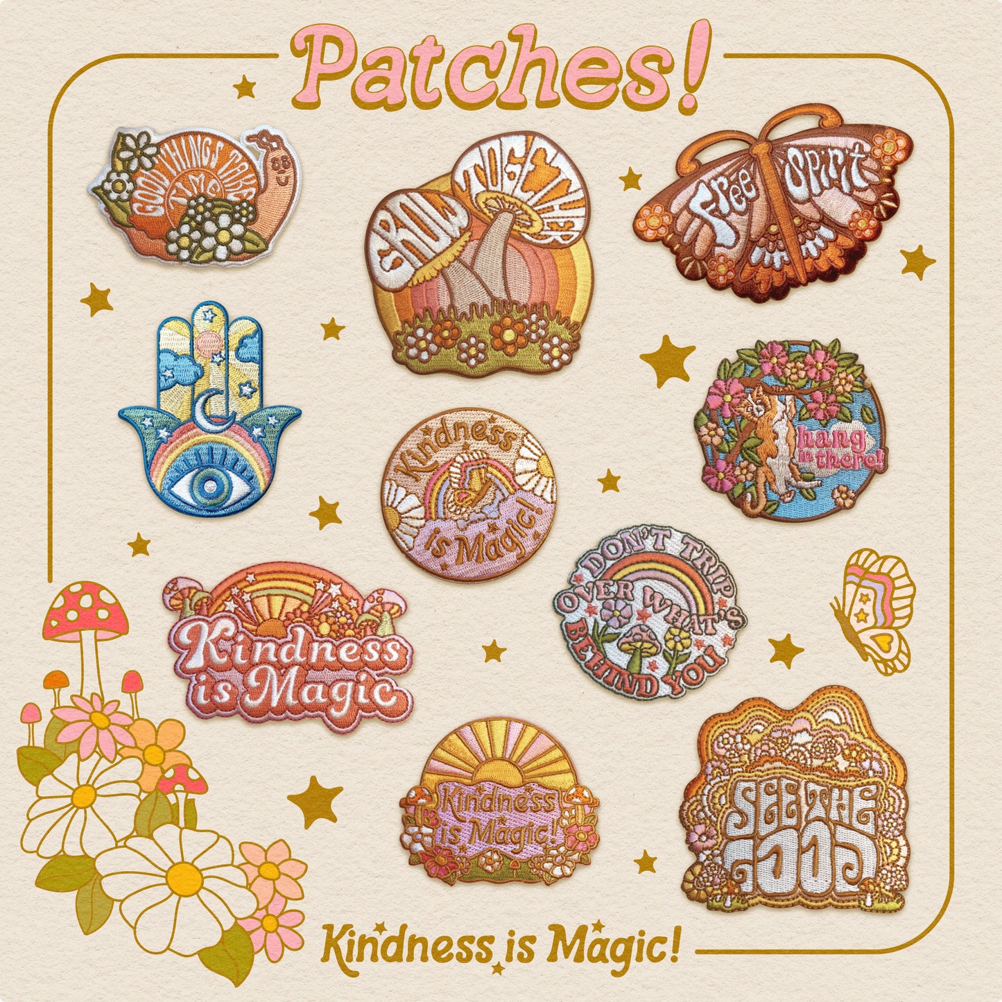 Patches - Iron On Patches - Embroidered Patches - Kindness is Magic